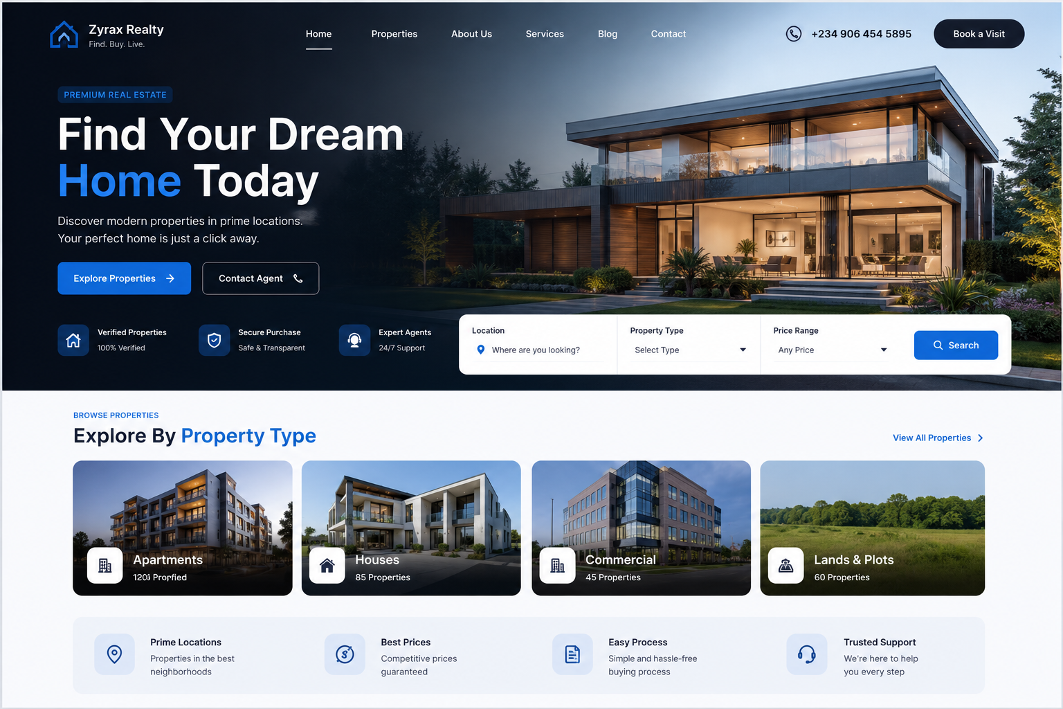 Luxury real estate landing page project