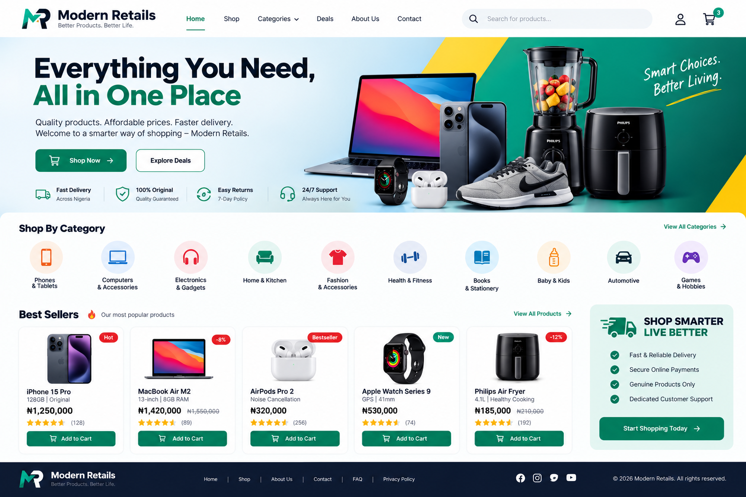 Retail store e-commerce showcase