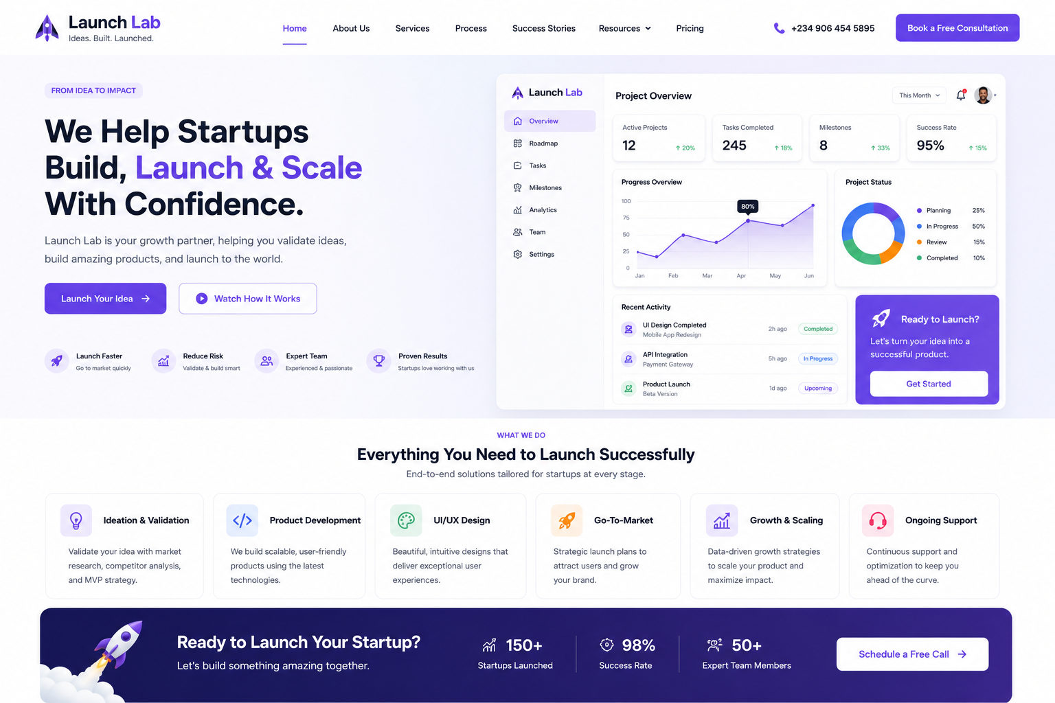 Startup product launch website